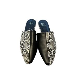 NY&C‎ Women's Size 7.5 Women's Black-Multi Animal Print Mules Shoes Slip On